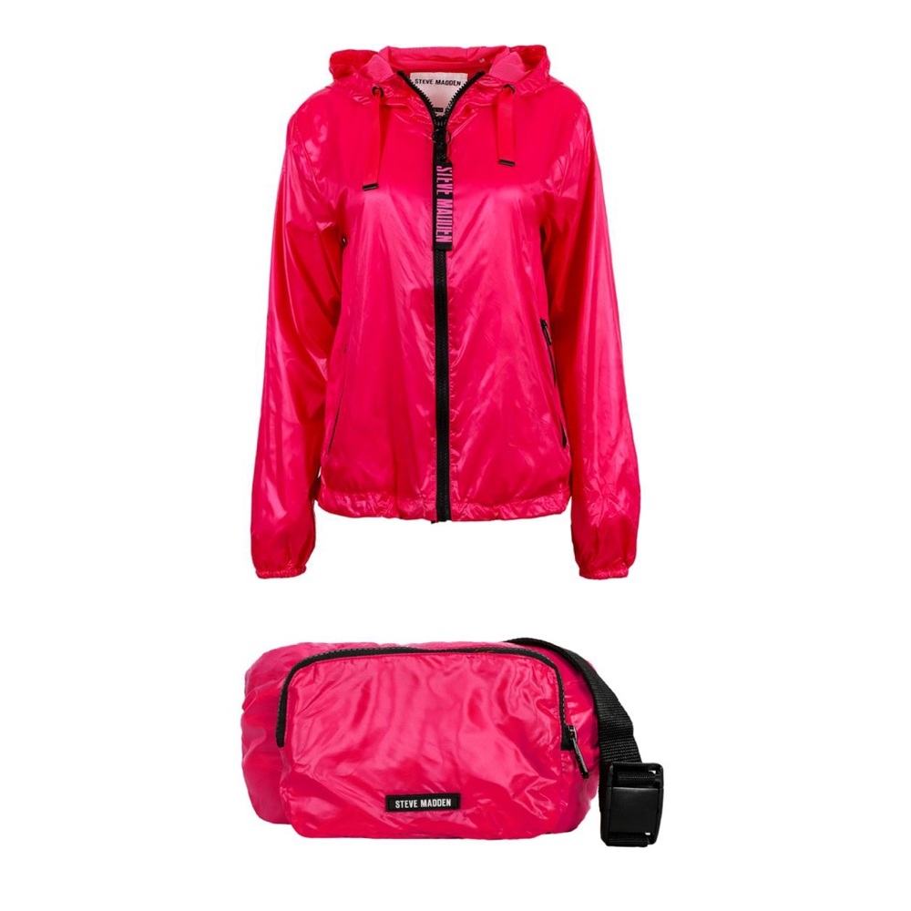 Steve Madden packable fanny pack rain jacket coat